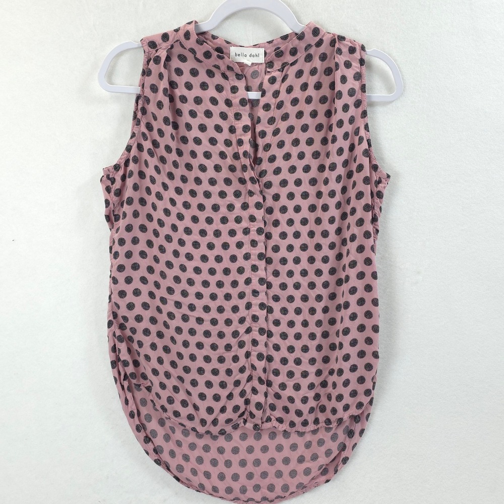 Bella Dahl Sleeveless Blouse Polka Dot Mauve Pink Black Women S Boho Chic